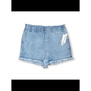 TINSELTOWN Womens Blue Stretch Pocketed Frayed Shorts S